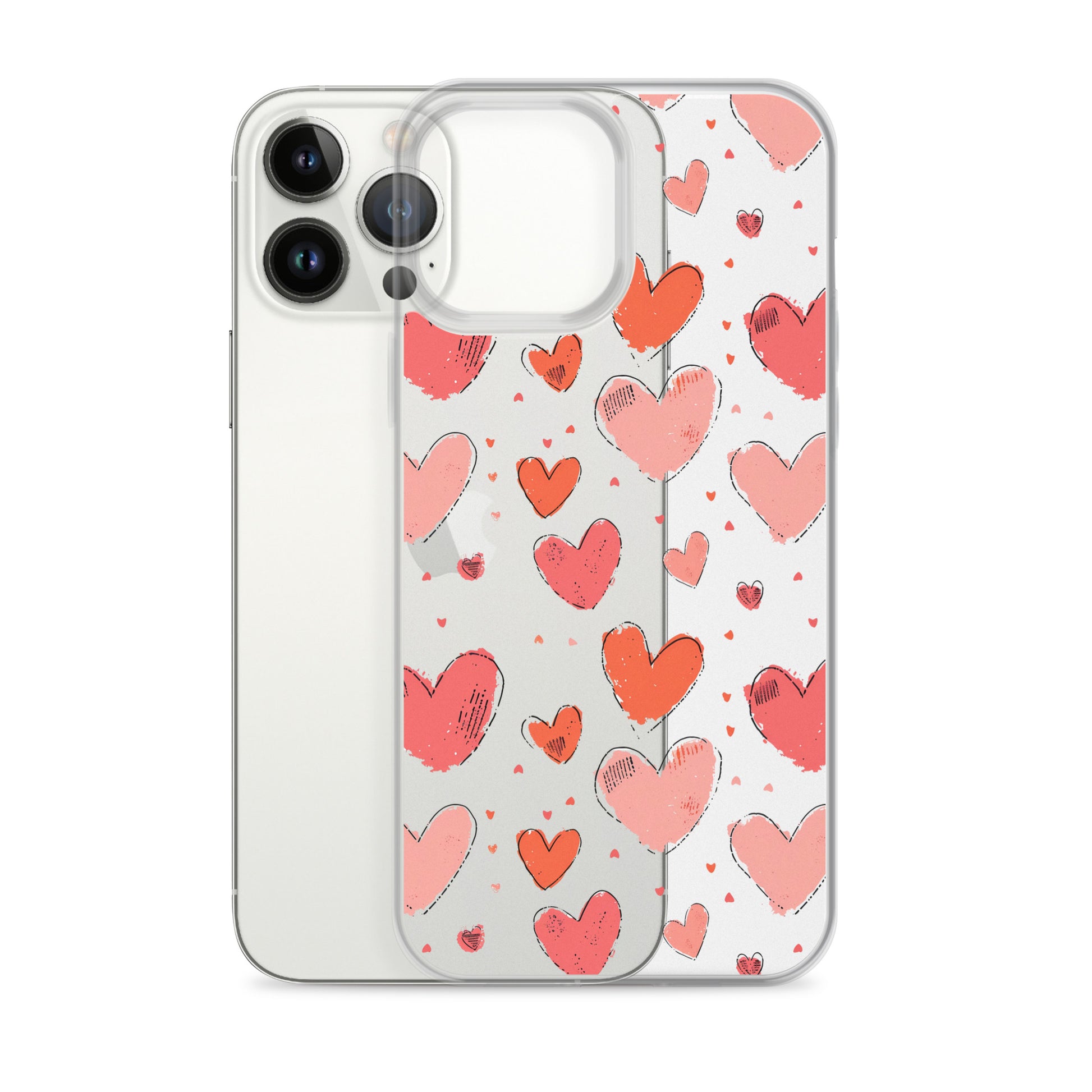 Pink and red hearts tile drawing Clear Case for iPhone® - Maddrick