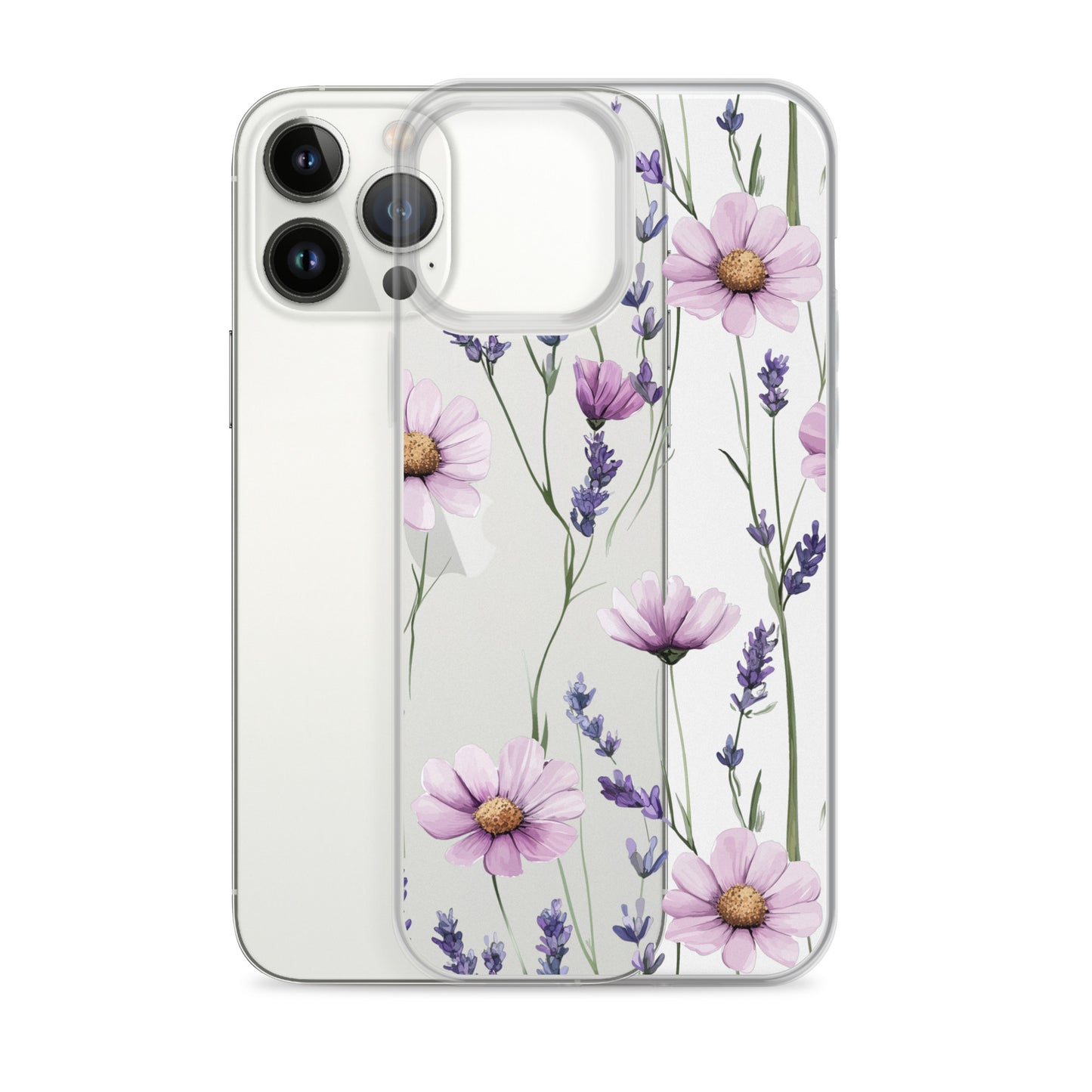 Coque transparente lavande et marguerite violette pour iPhone®