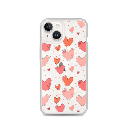 Pink and red hearts tile drawing Clear Case for iPhone® - Maddrick