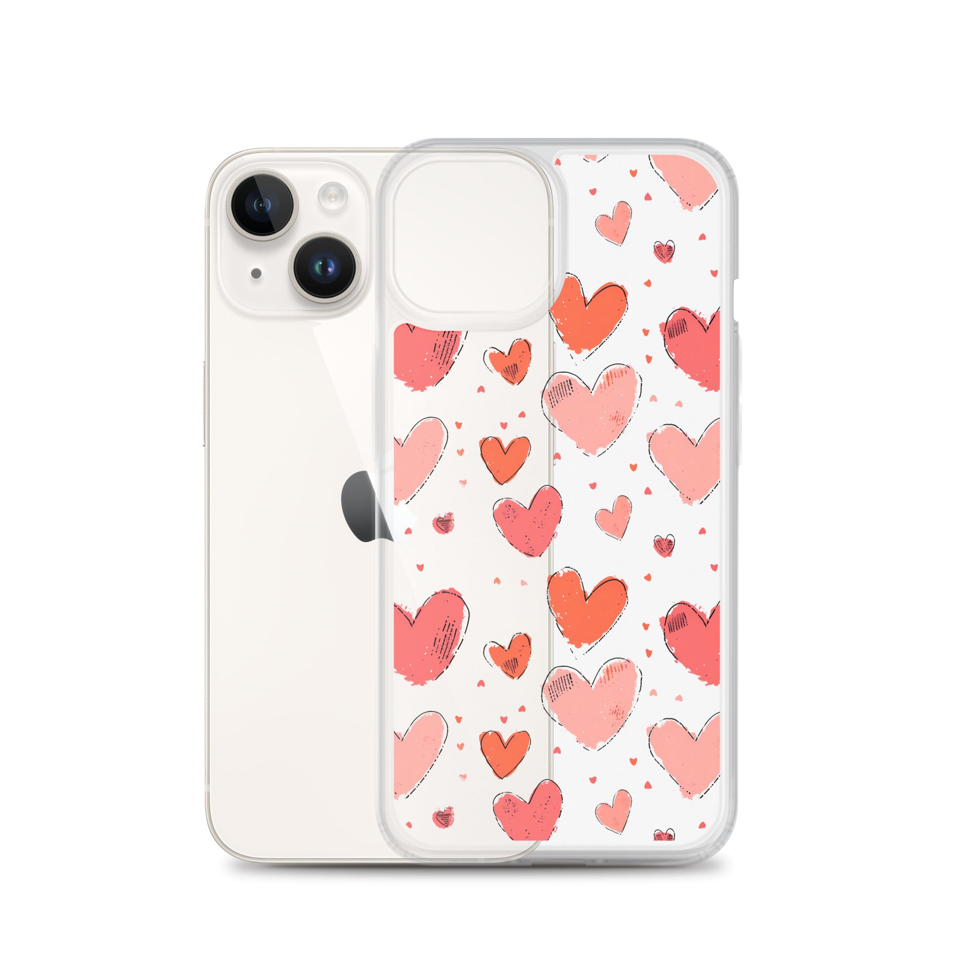 Pink and red hearts tile drawing Clear Case for iPhone® - Maddrick