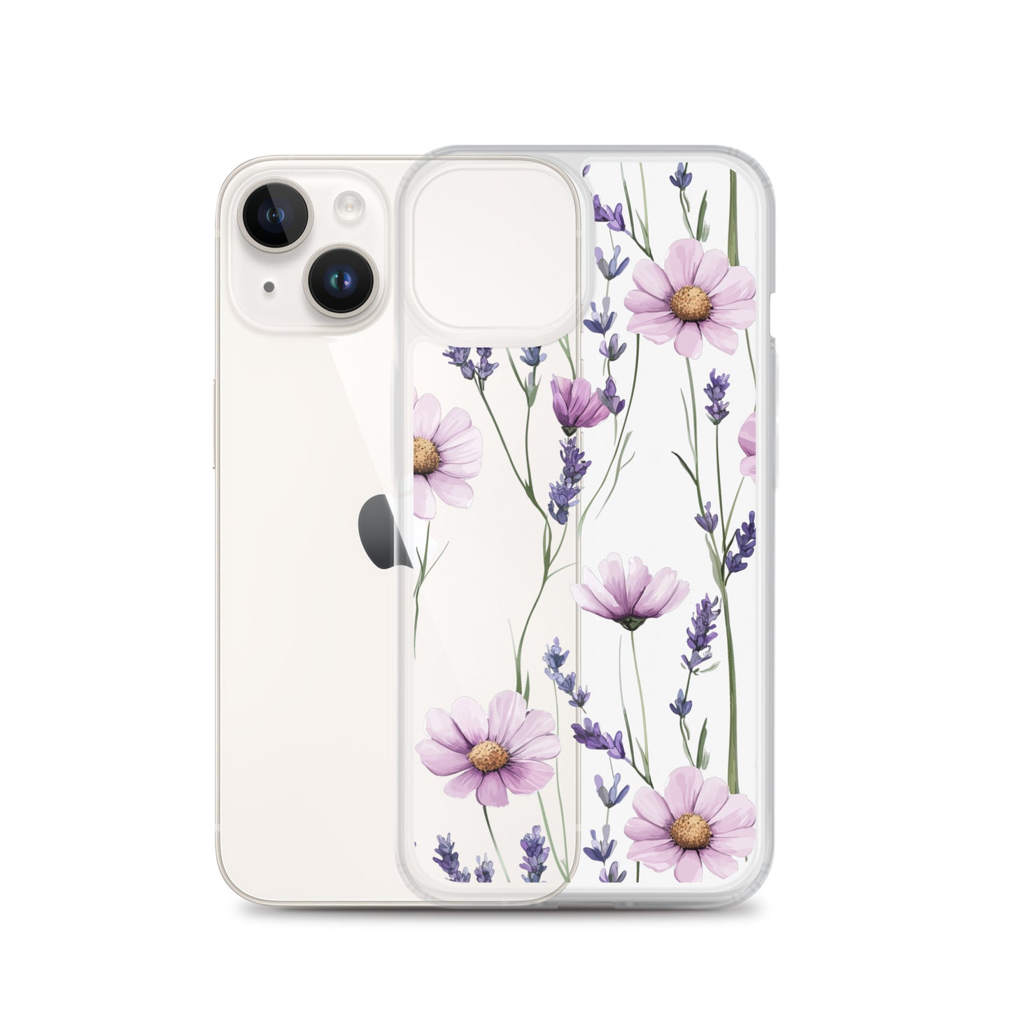 Coque transparente lavande et marguerite violette pour iPhone®