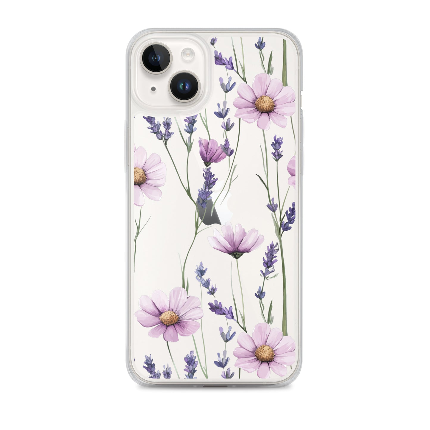 Coque transparente lavande et marguerite violette pour iPhone®