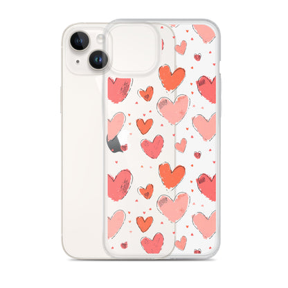 Pink and red hearts tile drawing Clear Case for iPhone® - Maddrick