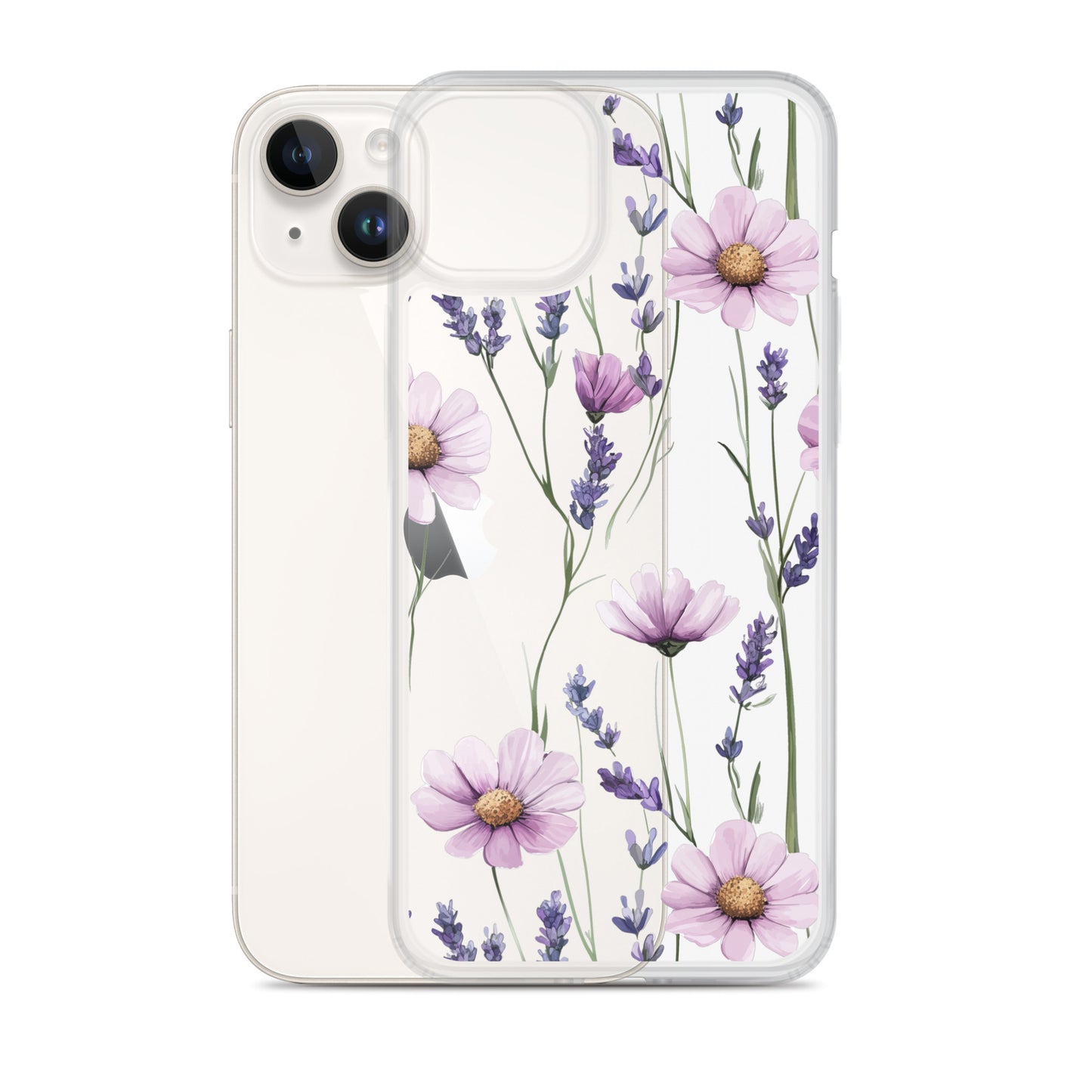 Coque transparente lavande et marguerite violette pour iPhone®