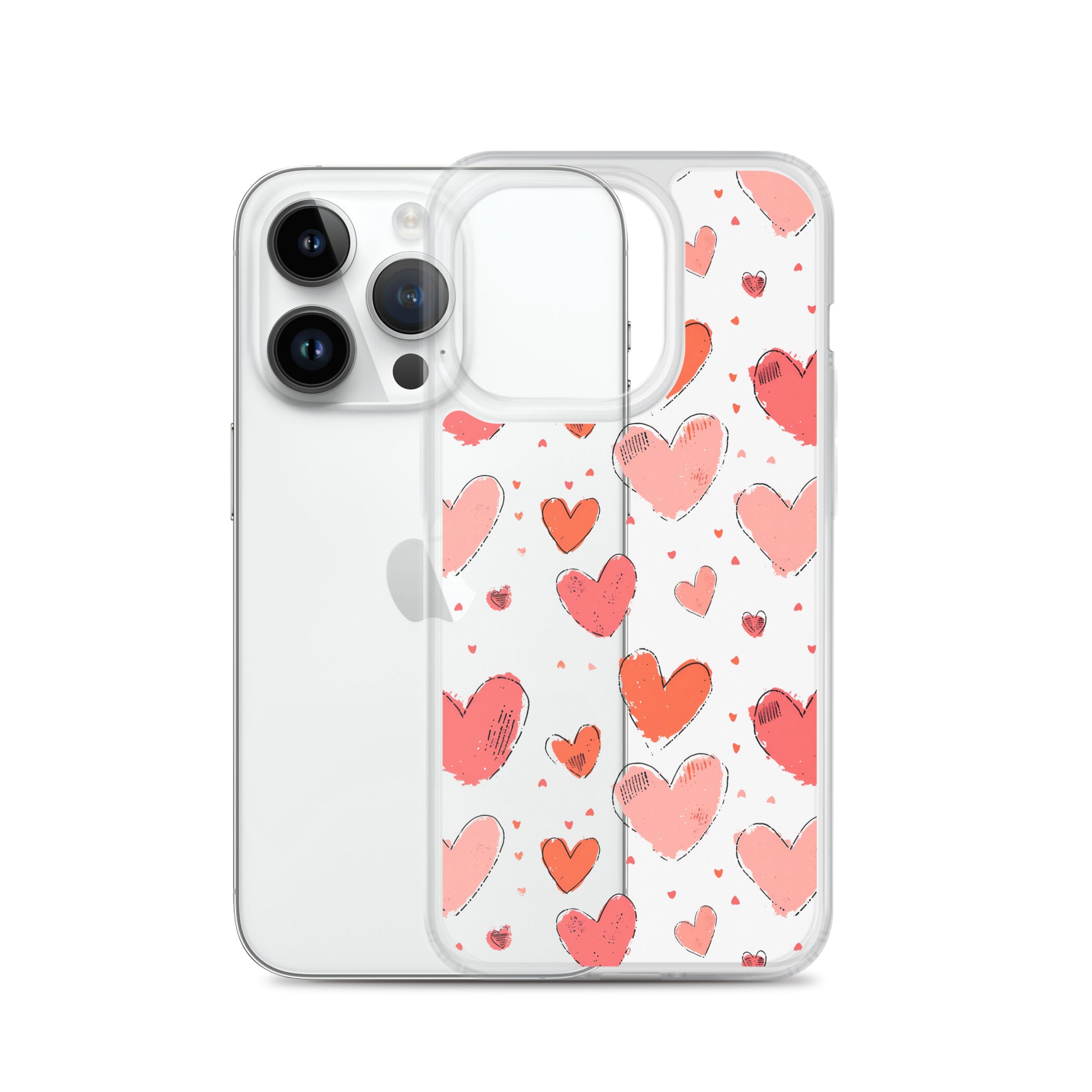 Pink and red hearts tile drawing Clear Case for iPhone® - Maddrick