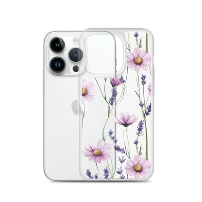 Coque transparente lavande et marguerite violette pour iPhone®