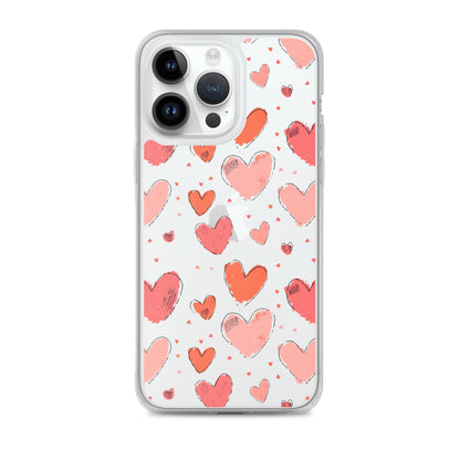 Pink and red hearts tile drawing Clear Case for iPhone® - Maddrick