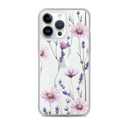 Coque transparente lavande et marguerite violette pour iPhone®