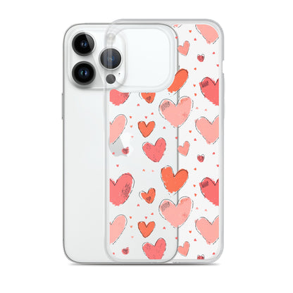 Pink and red hearts tile drawing Clear Case for iPhone® - Maddrick