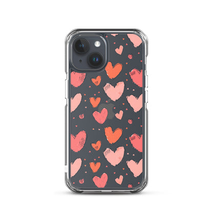 Pink and red hearts tile drawing Clear Case for iPhone® - Maddrick