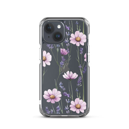 Coque transparente lavande et marguerite violette pour iPhone®