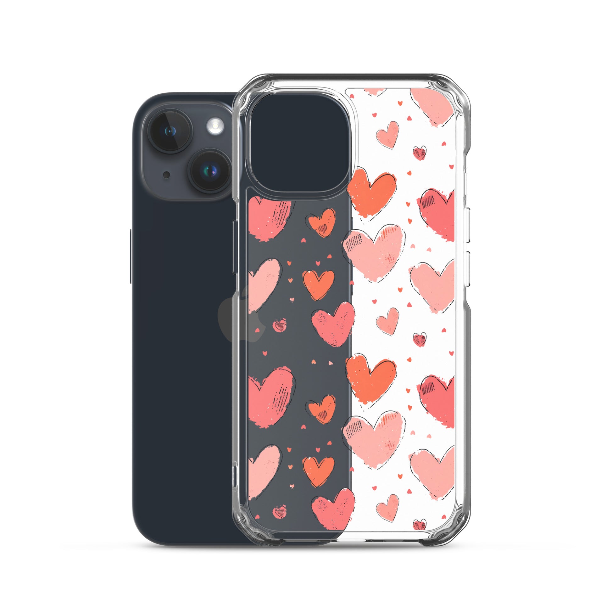 Pink and red hearts tile drawing Clear Case for iPhone® - Maddrick