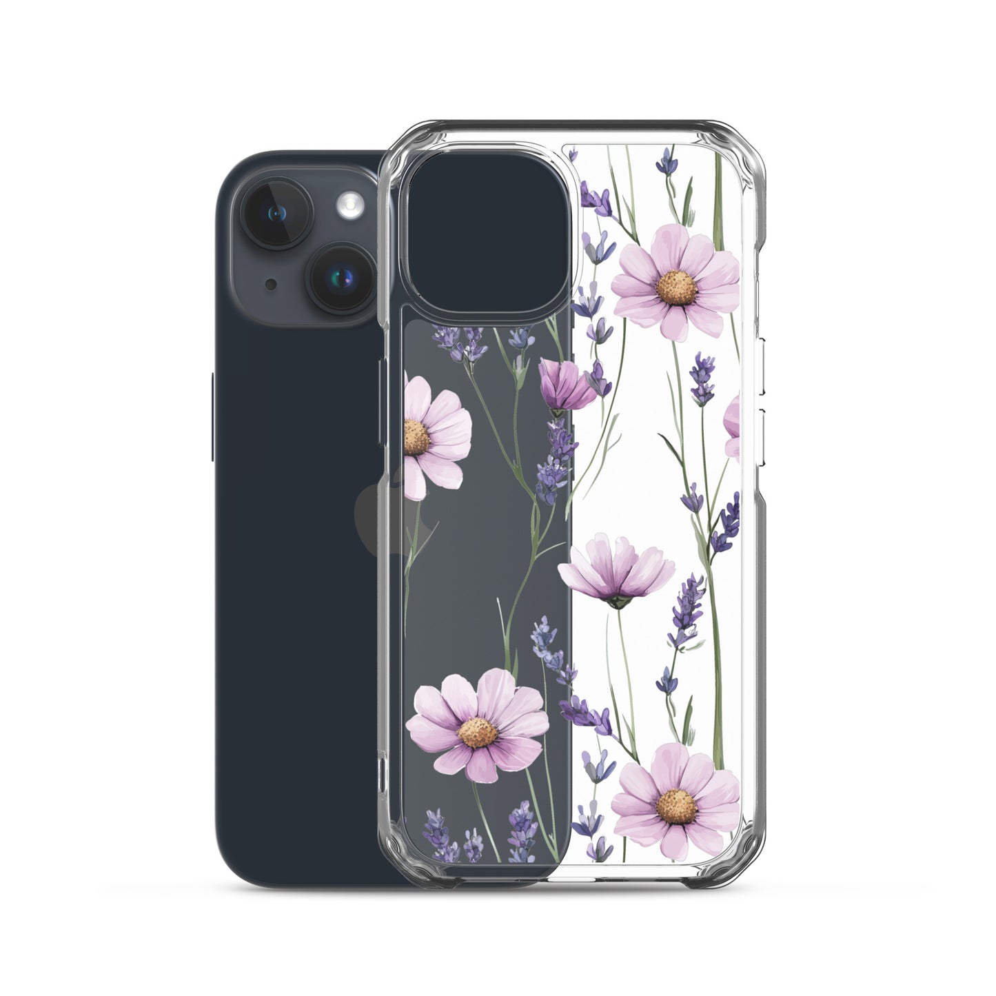 Coque transparente lavande et marguerite violette pour iPhone®