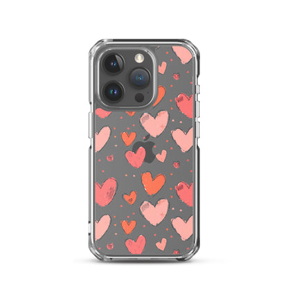 Pink and red hearts tile drawing Clear Case for iPhone® - Maddrick