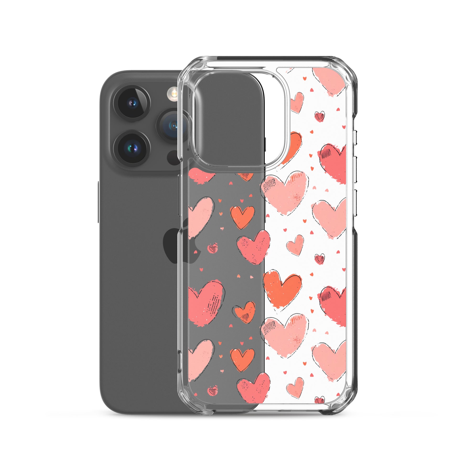 Pink and red hearts tile drawing Clear Case for iPhone® - Maddrick