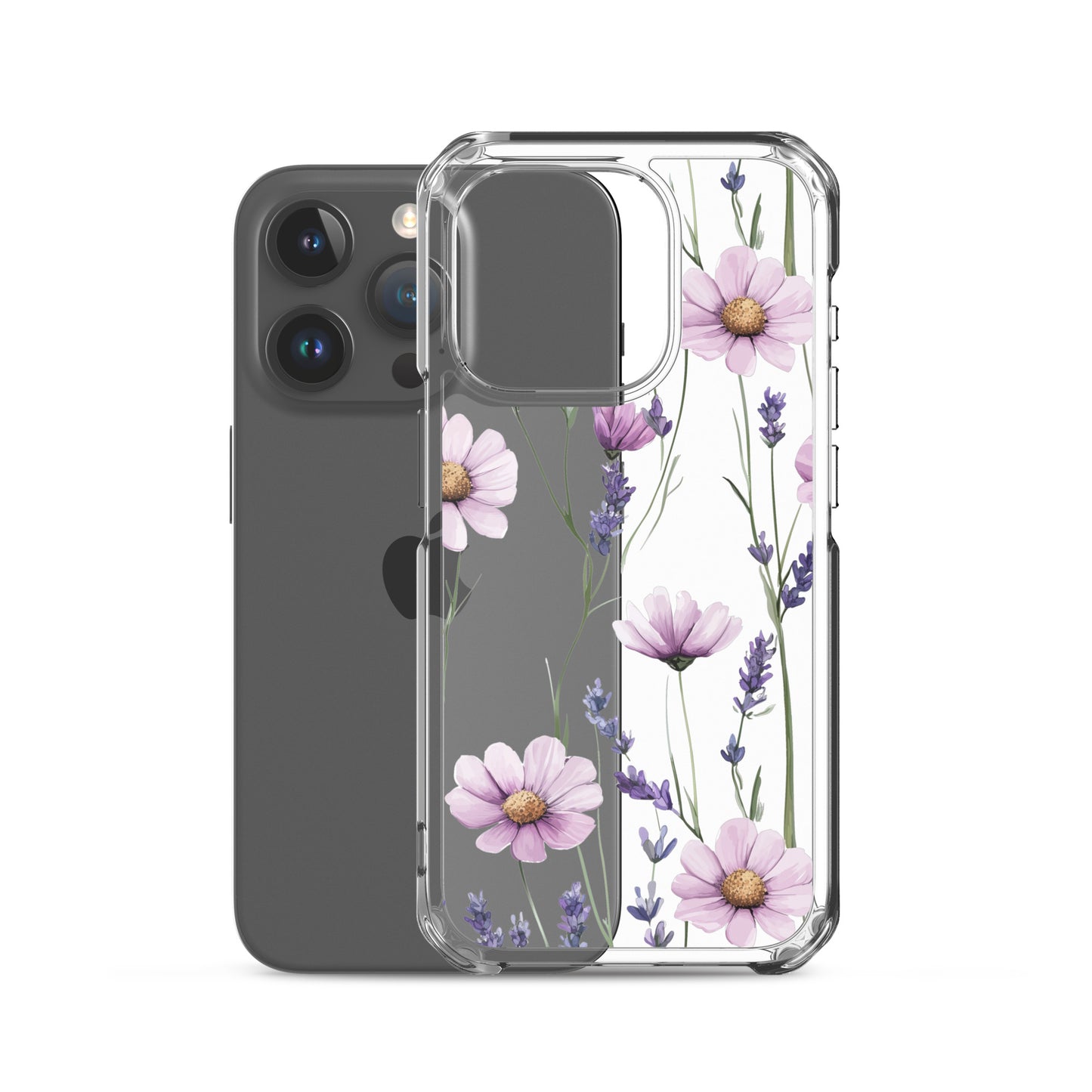 Coque transparente lavande et marguerite violette pour iPhone®