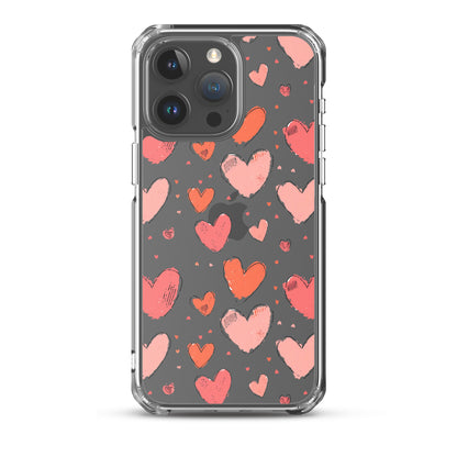 Pink and red hearts tile drawing Clear Case for iPhone® - Maddrick