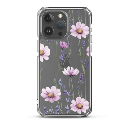 Coque transparente lavande et marguerite violette pour iPhone®