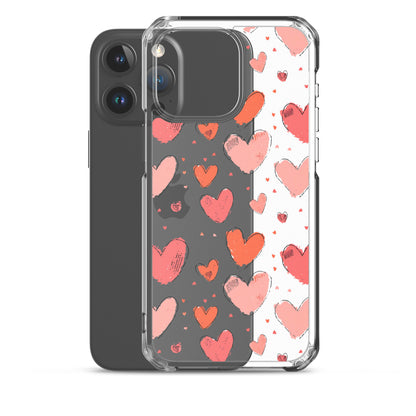 Pink and red hearts tile drawing Clear Case for iPhone® - Maddrick