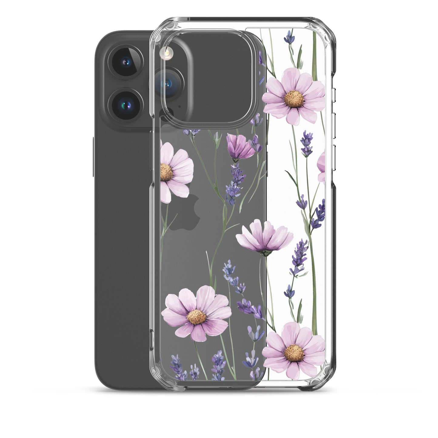 Coque transparente lavande et marguerite violette pour iPhone®