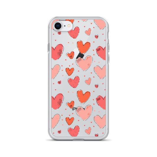 Pink and red hearts tile drawing Clear Case for iPhone® - Maddrick