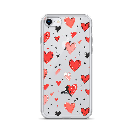 Black and white hearts tile Clear Case for iPhone® - Maddrick