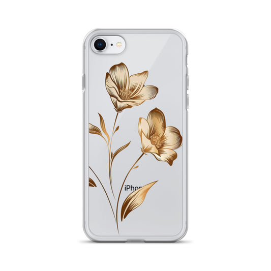 Coque transparente bouquet de fleurs dorées pour iPhone®