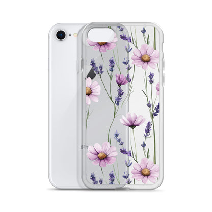 Coque transparente lavande et marguerite violette pour iPhone®