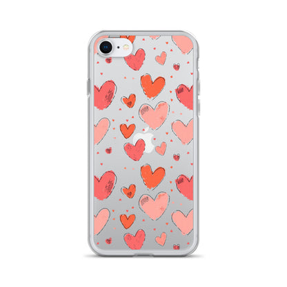 Pink and red hearts tile drawing Clear Case for iPhone® - Maddrick