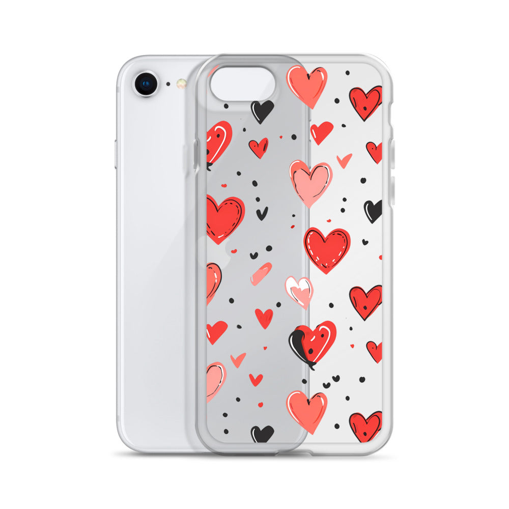 Black and white hearts tile Clear Case for iPhone® - Maddrick