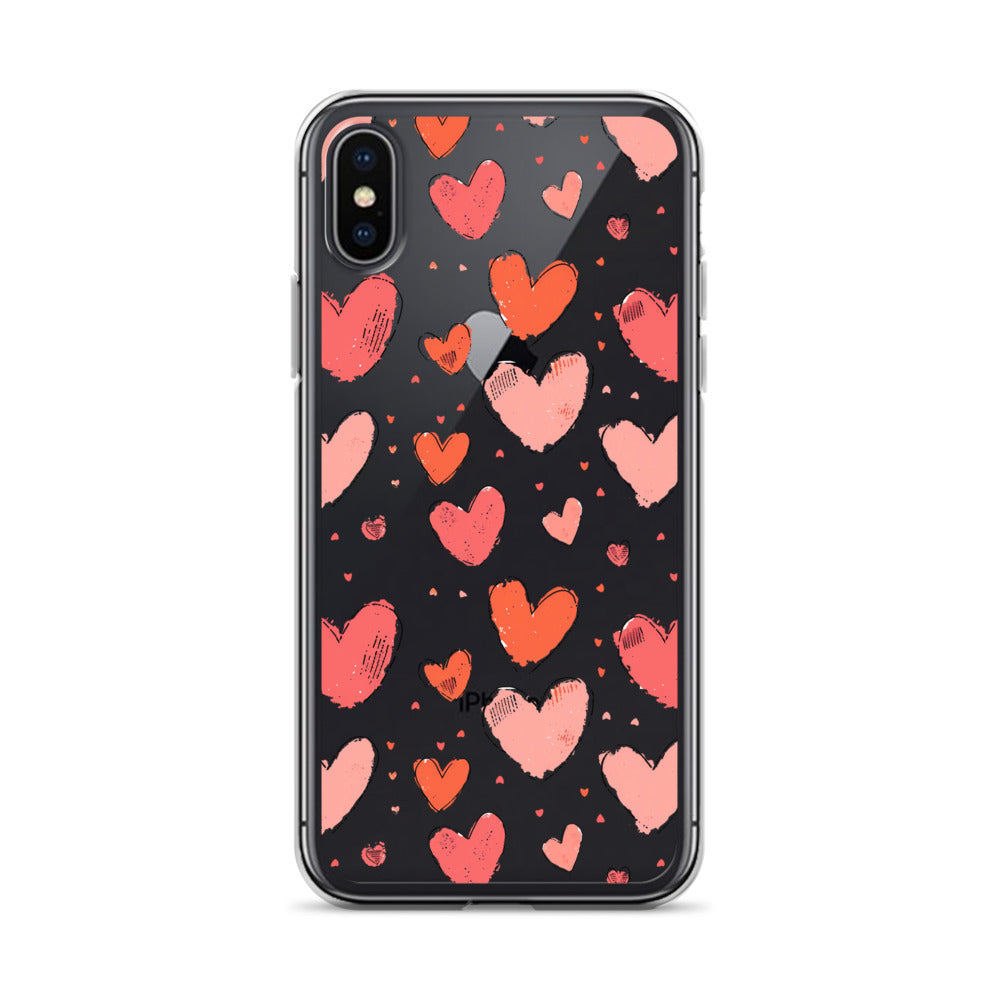 Pink and red hearts tile drawing Clear Case for iPhone® - Maddrick