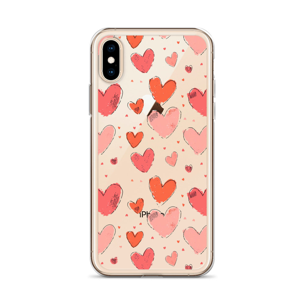 Pink and red hearts tile drawing Clear Case for iPhone® - Maddrick