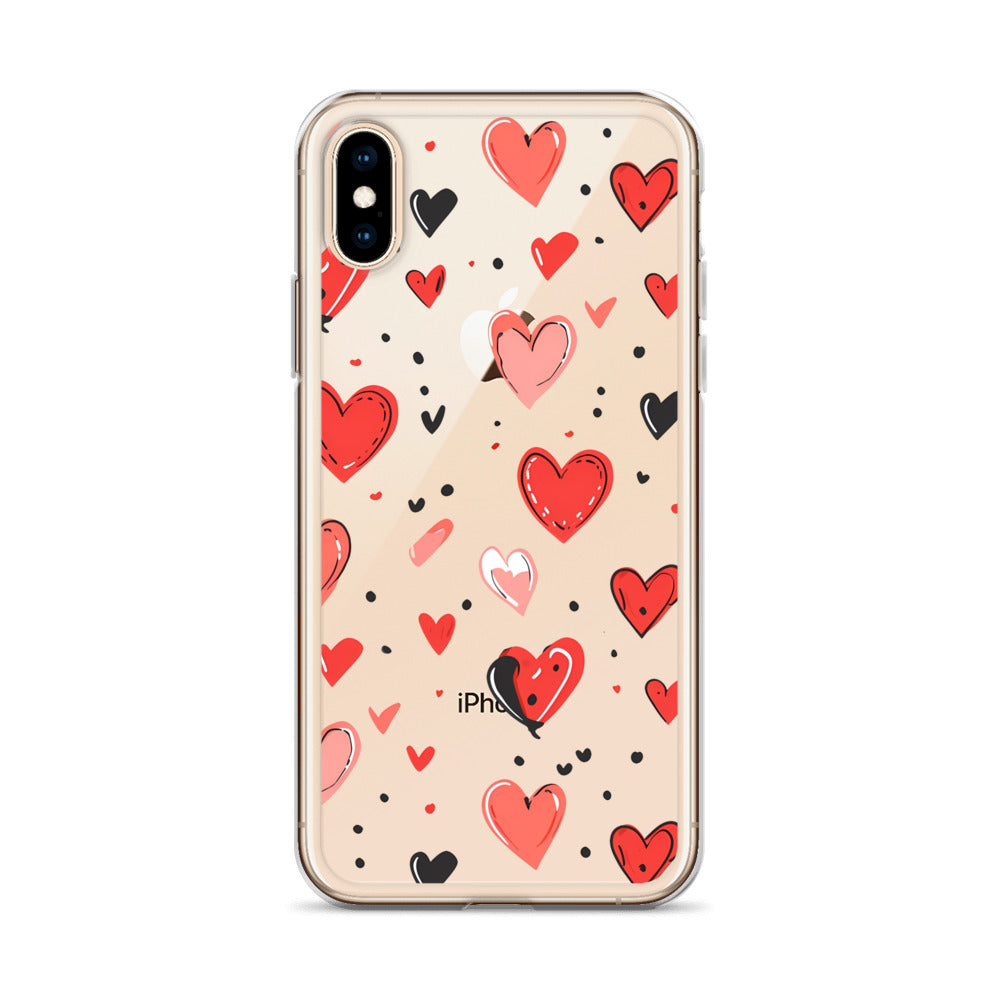 Black and white hearts tile Clear Case for iPhone® - Maddrick