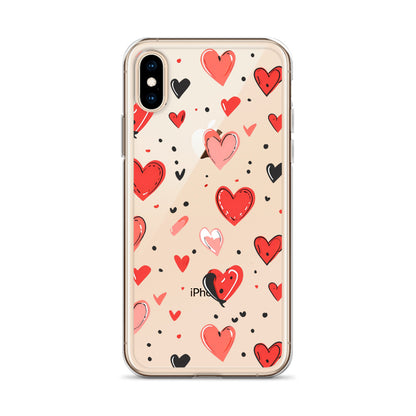 Black and white hearts tile Clear Case for iPhone® - Maddrick