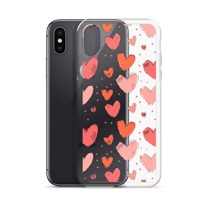 Pink and red hearts tile drawing Clear Case for iPhone® - Maddrick