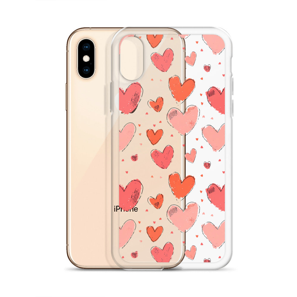 Pink and red hearts tile drawing Clear Case for iPhone® - Maddrick