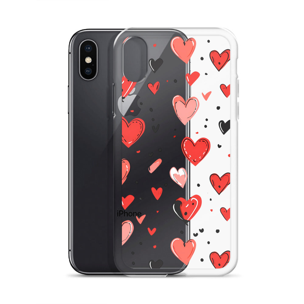 Black and white hearts tile Clear Case for iPhone® - Maddrick