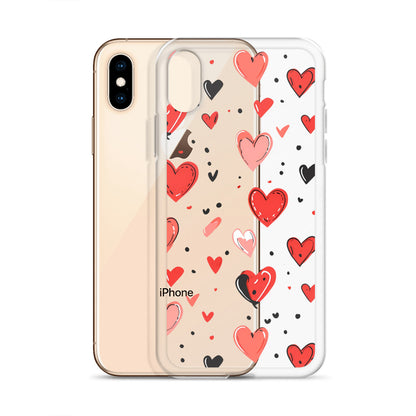 Black and white hearts tile Clear Case for iPhone® - Maddrick