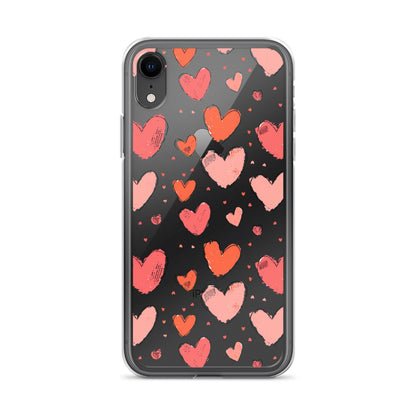 Pink and red hearts tile drawing Clear Case for iPhone® - Maddrick