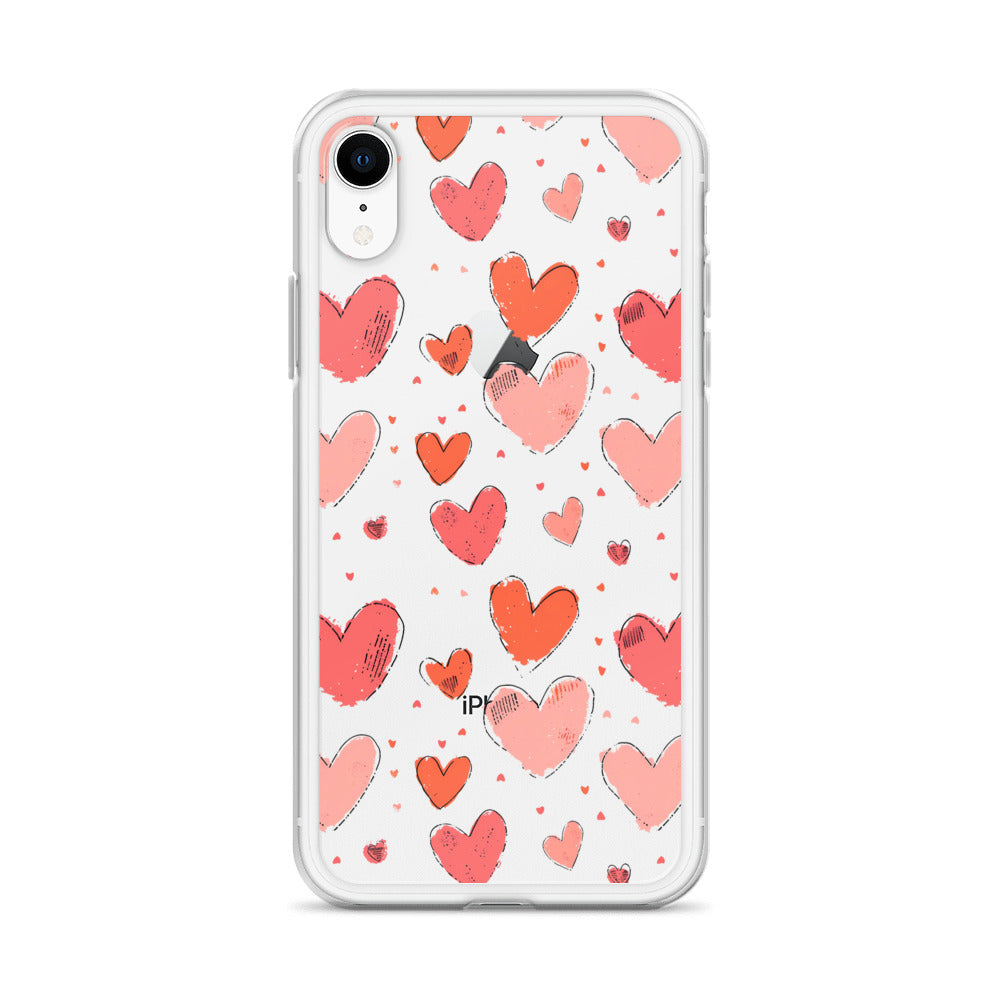 Pink and red hearts tile drawing Clear Case for iPhone® - Maddrick