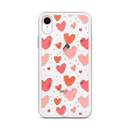 Pink and red hearts tile drawing Clear Case for iPhone® - Maddrick