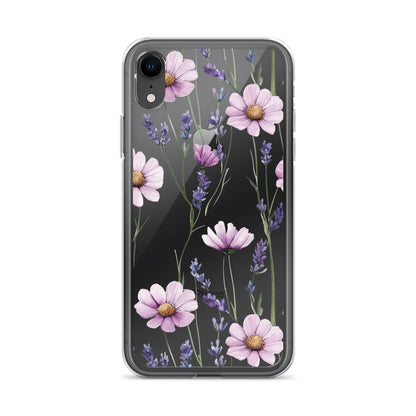 Coque transparente lavande et marguerite violette pour iPhone®