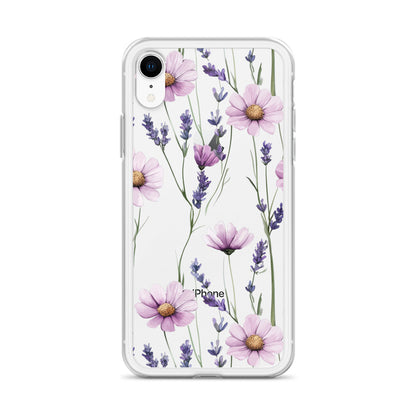 Coque transparente lavande et marguerite violette pour iPhone®