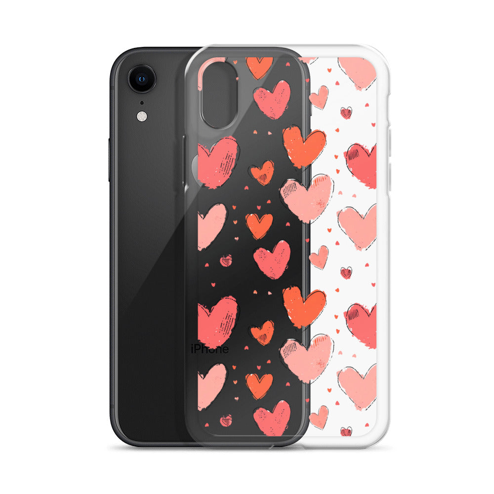 Pink and red hearts tile drawing Clear Case for iPhone® - Maddrick