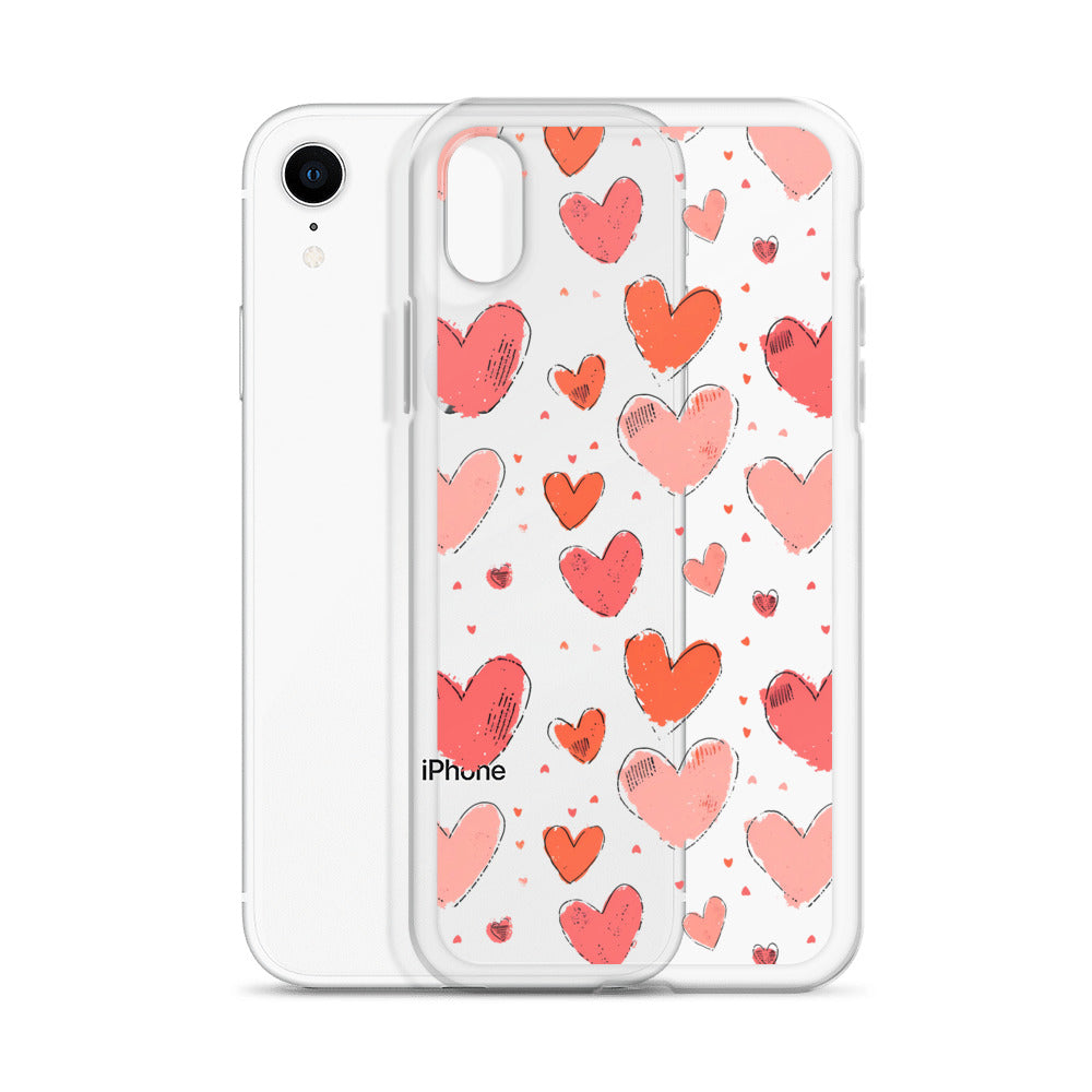 Pink and red hearts tile drawing Clear Case for iPhone® - Maddrick