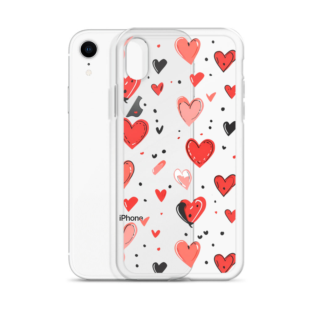 Black and white hearts tile Clear Case for iPhone® - Maddrick