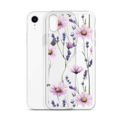 Coque transparente lavande et marguerite violette pour iPhone®