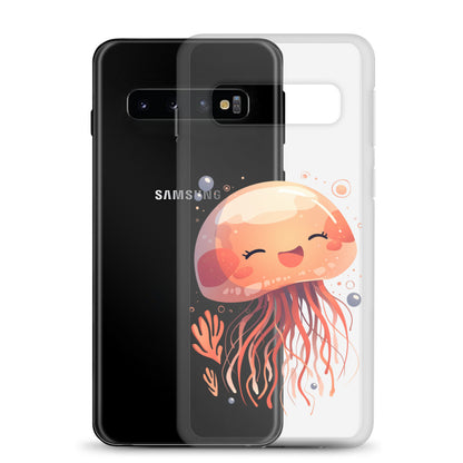 Coque transparente méduse souriante kawaii pour Samsung®