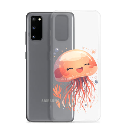 Coque transparente méduse souriante kawaii pour Samsung®