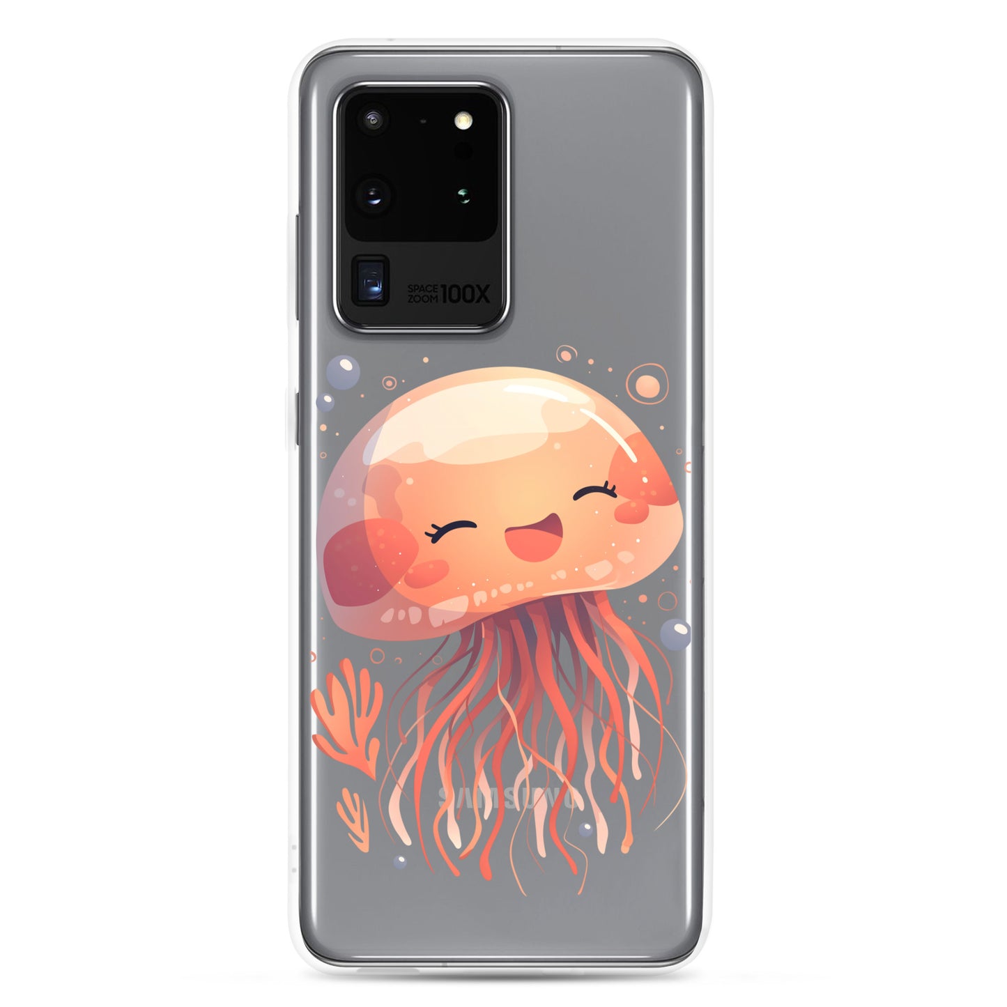 Coque transparente méduse souriante kawaii pour Samsung®